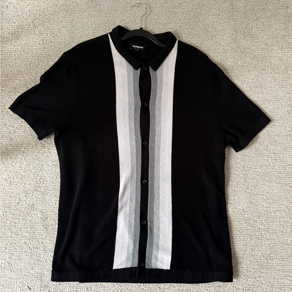 Express Black and Gray Casual Button Down Shirt